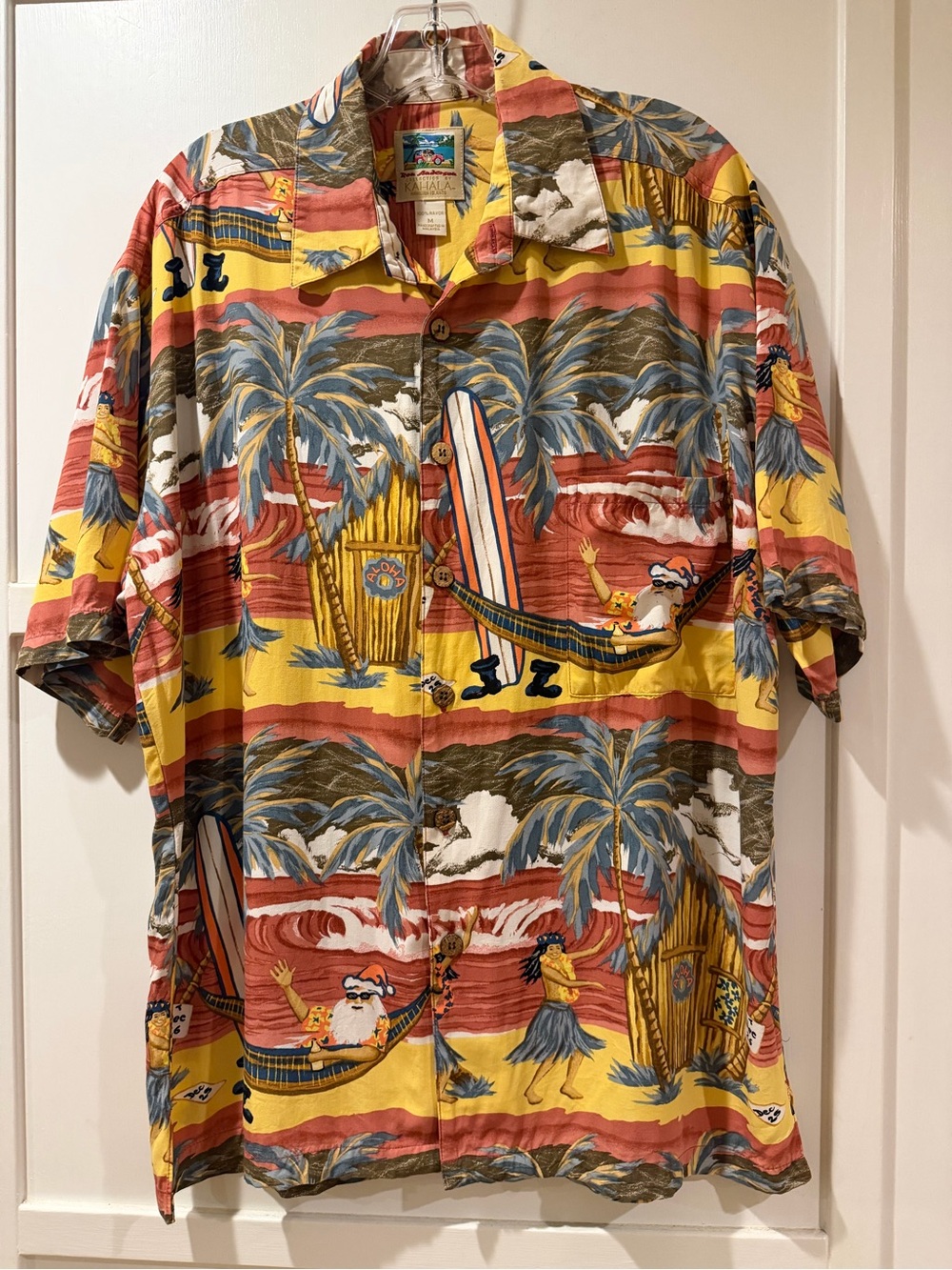 Kahala Vintage Hawaiian Aloha Shirt by Ron Anderson Holiday Christmas Print M